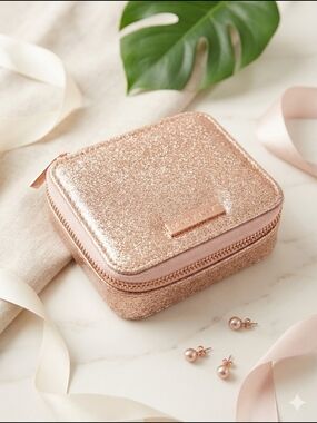 Mary Kay Rose Gold Glitter Jewelry Case Travel Glam
